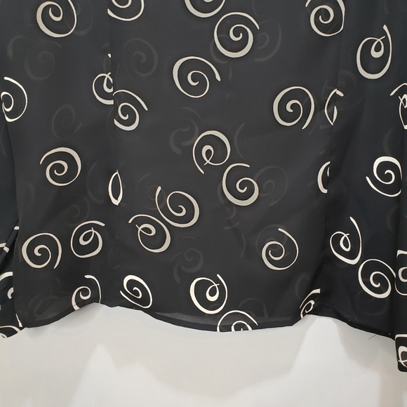 Pendleton Vintage 80's Black Sheer Printed Button Down Blouse Shirt 14P - Picture 8 of 13